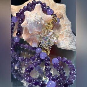 AMETHYST + LAVENDER ANGELIC CROSS Crystal Pendant